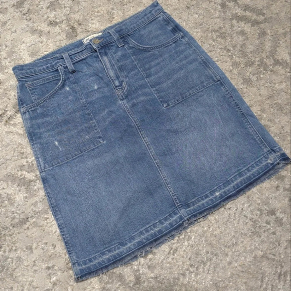 MADEWELL Distressed Denim Pencil Skirt, Released Hem, Cotton Spandex,  29 - Picture 8 of 16